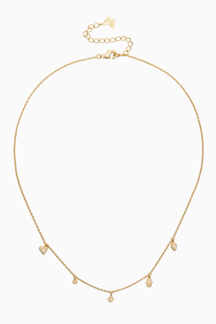 

Dainty Dangling Charms Necklace in 14kt Gold-plated Silver, Yellow