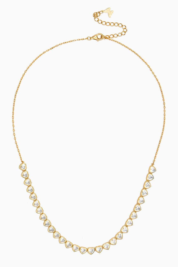 

Pastel Bezel Hearts Tennis Necklace in 14kt Gold-plated Silver, Yellow