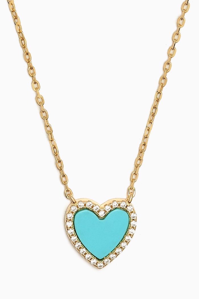 

Coloured Stone Pavé Heart Necklace in 14kt Gold-plated Silver, Yellow
