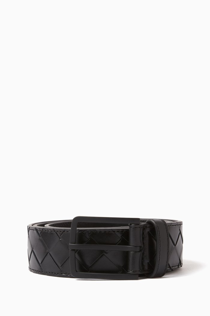 

Belt in Intrecciato Leather, 35mm, Black