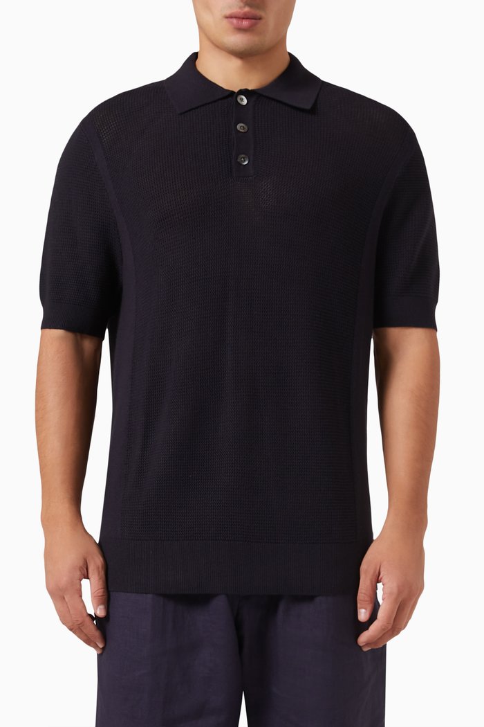 

Marley Polo Shirt in Cotton Knit, Blue