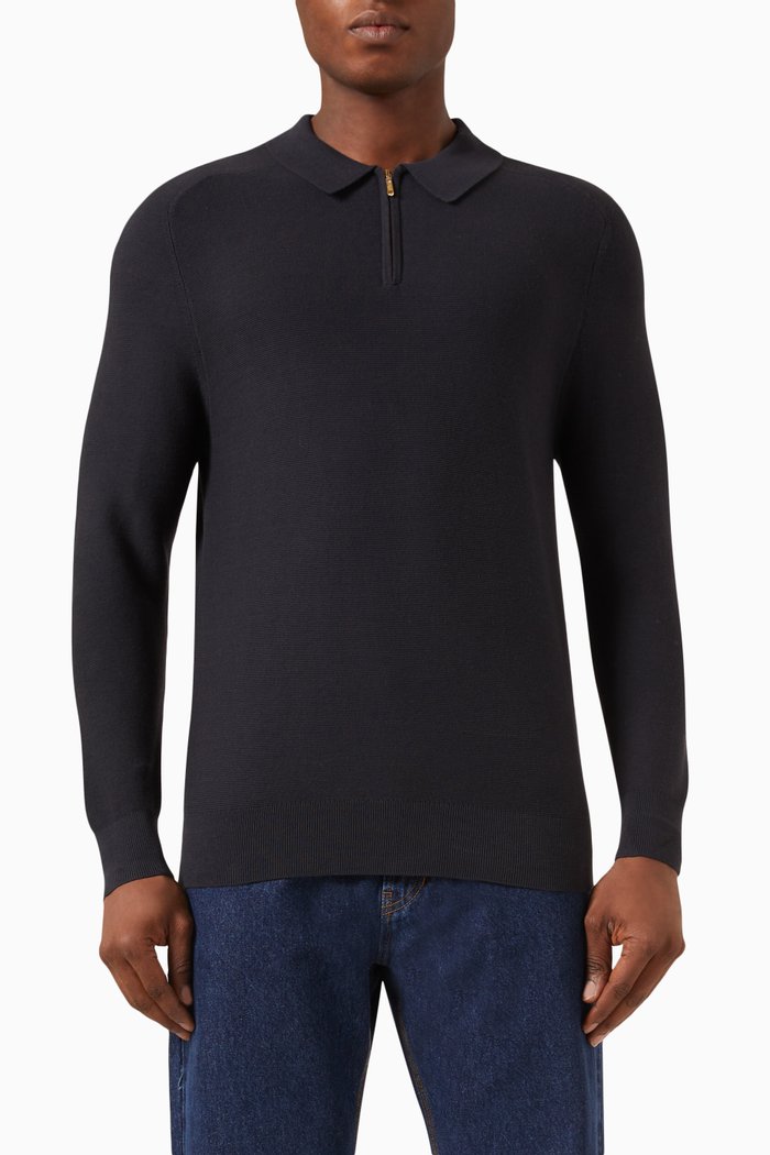 

Harlo Polo Shirt in Knitted Cotton, Blue