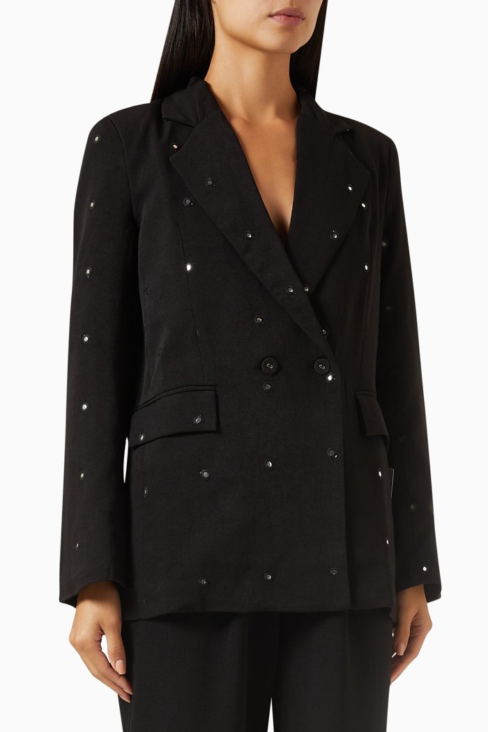 

Mirror-embellished Blazer, Black