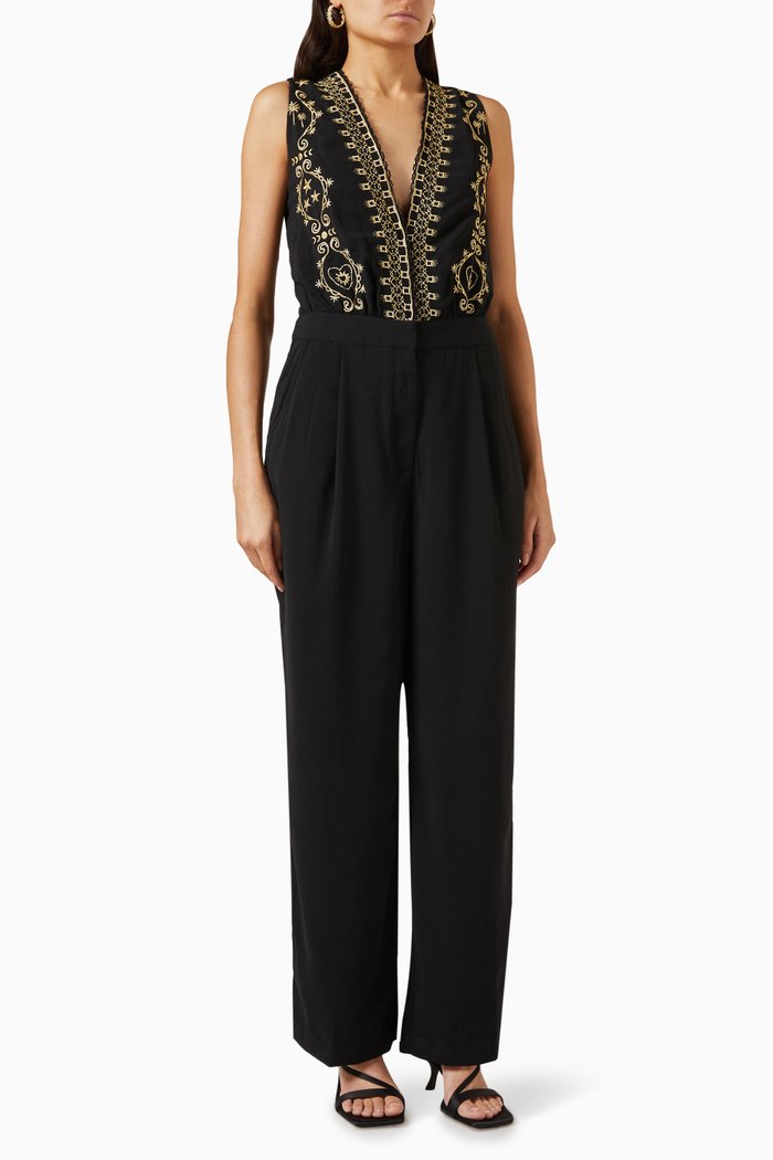 

Embroidered Jumpsuit with Embroidery, Black