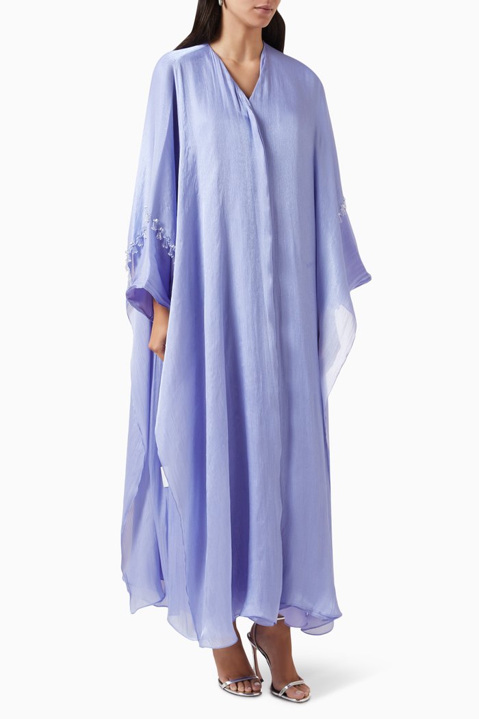 Layered Abaya in Organza, Blue