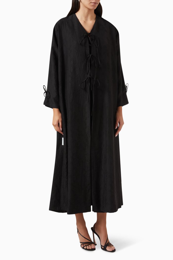 

Tie-front Abaya, Black