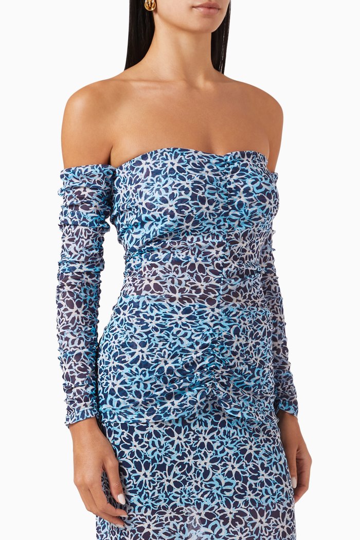 

Opulence Off-shoulder Top in Mesh, Blue