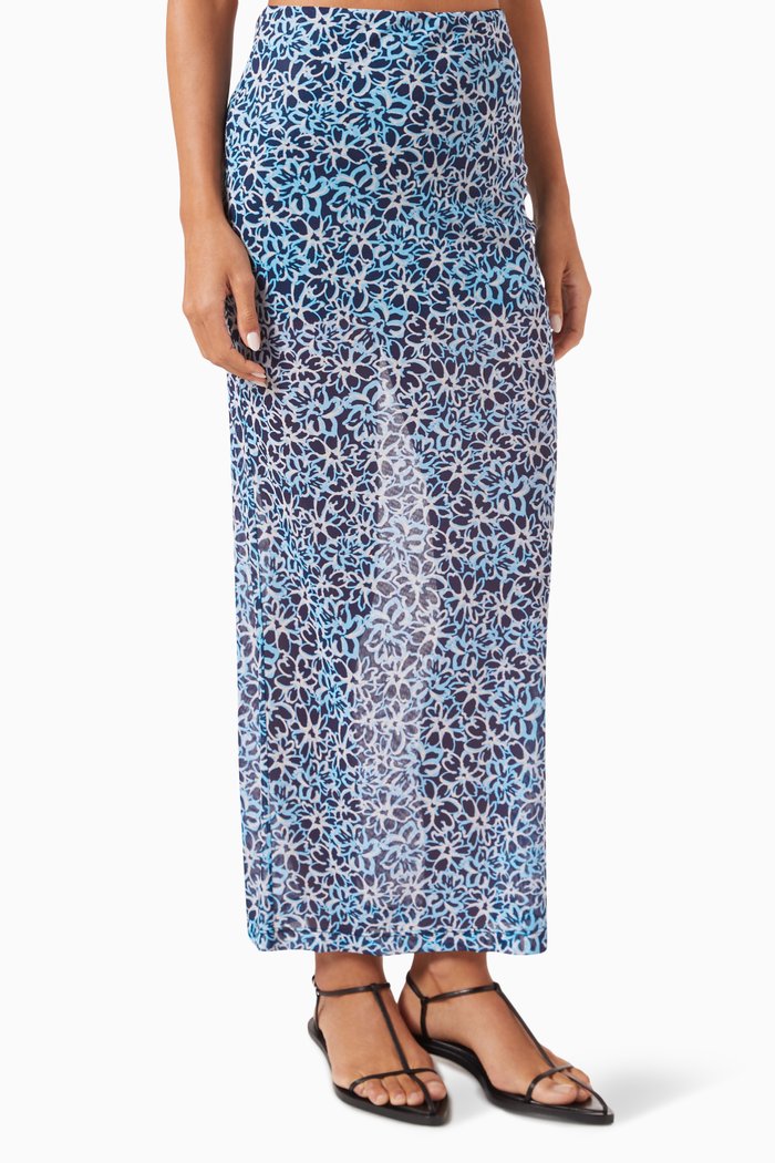 

Immortal Maxi Skirt in Mesh, Blue