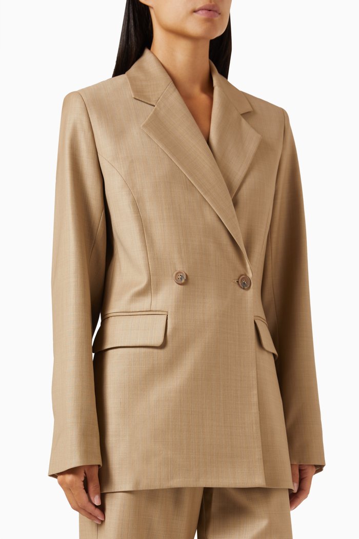 

Anthology Pincheck Blazer in Wool, Brown