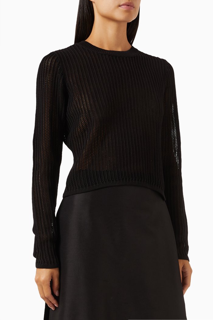 

Brando Crewneck Top in Cotton-knit, Black