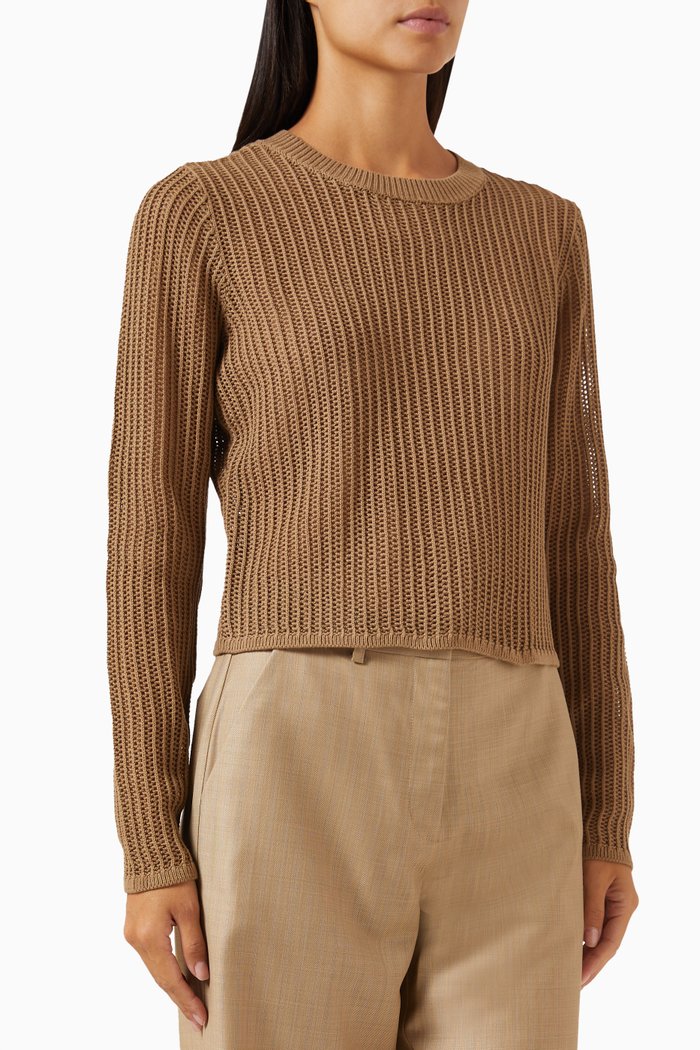 

Brando Crewneck Top in Cotton-knit, Brown