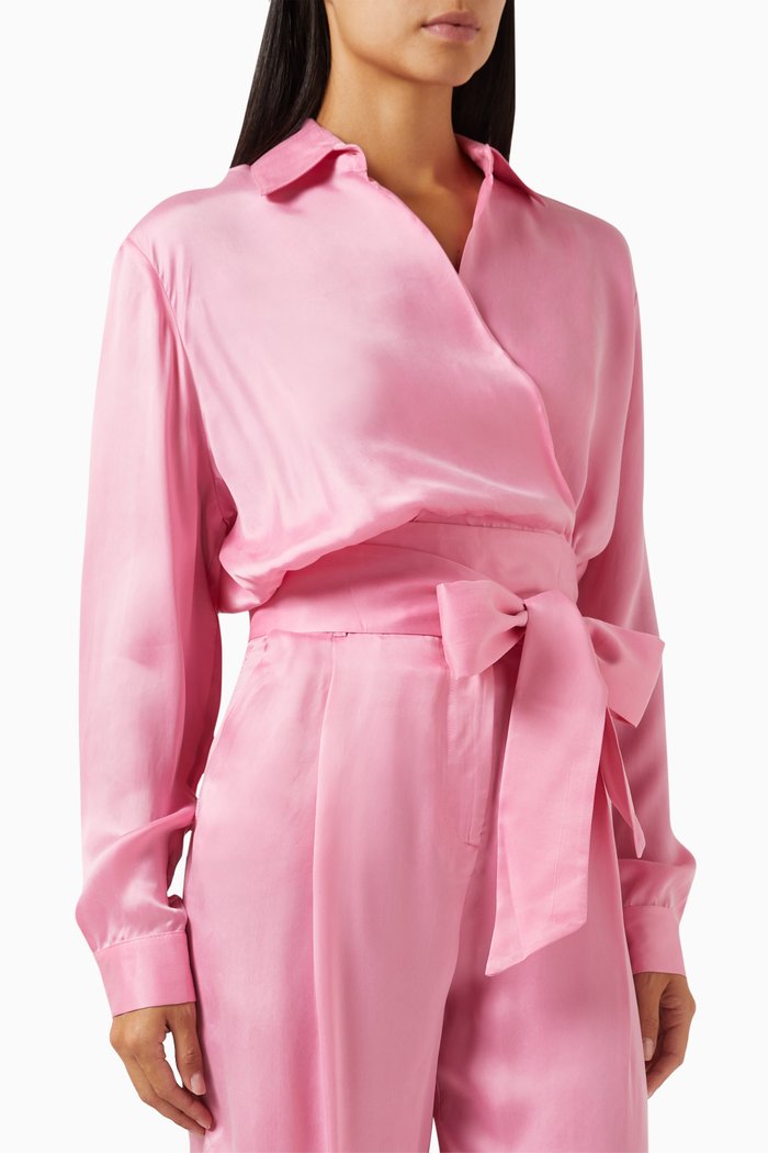

Cecily Wrap Shirt in Cupro, Pink