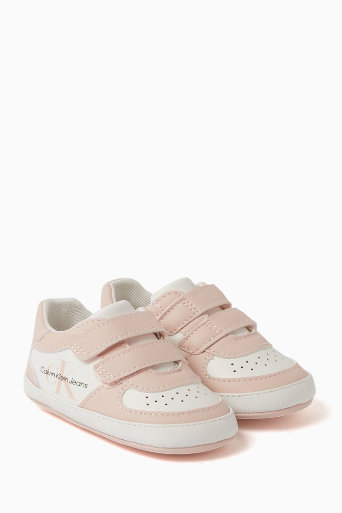 

Logo Velcro Sneakers in Leather, Pink