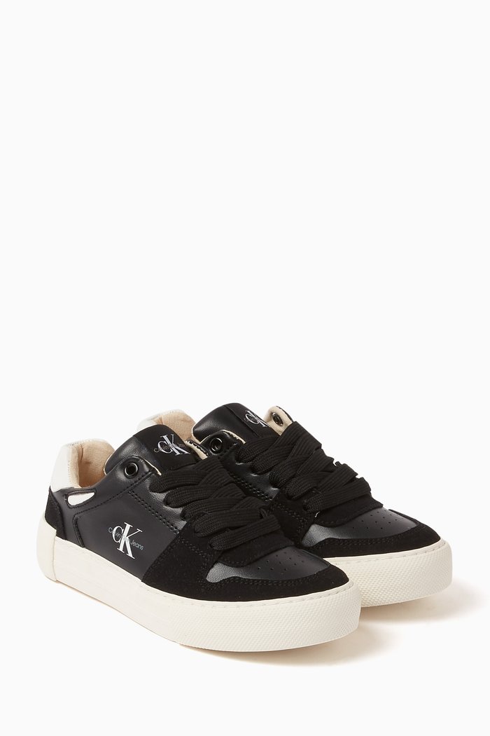 

Low-Cut Sneakers in Faux Leather, Black