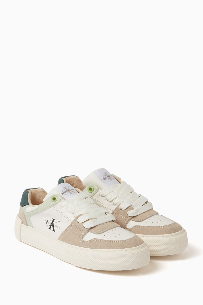

Low-Cut Sneakers in Faux Leather, White