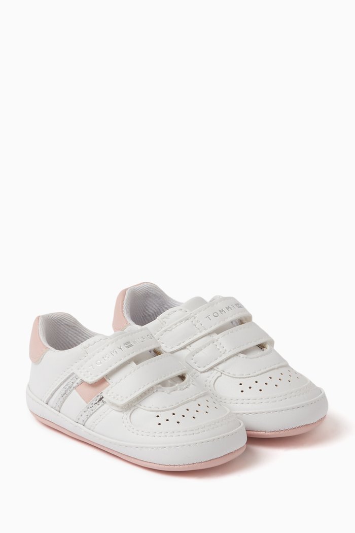 

Logo Flag Sneakers in Faux Leather, Multicolour
