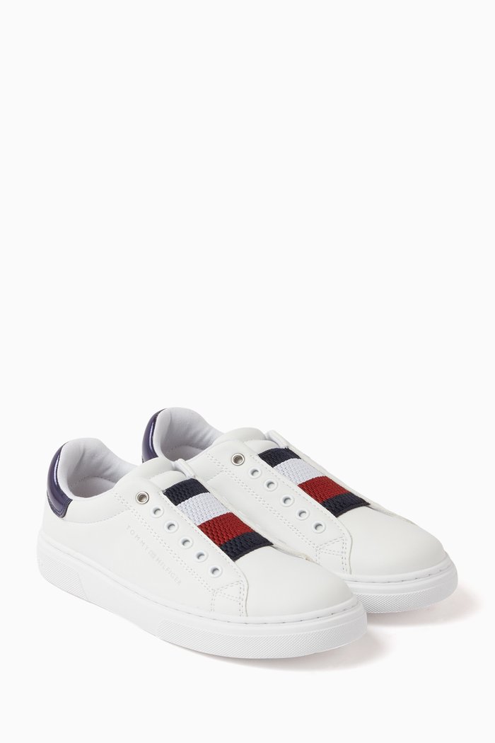 

Flag Strap Sneakers in Faux Leather, Multicolour