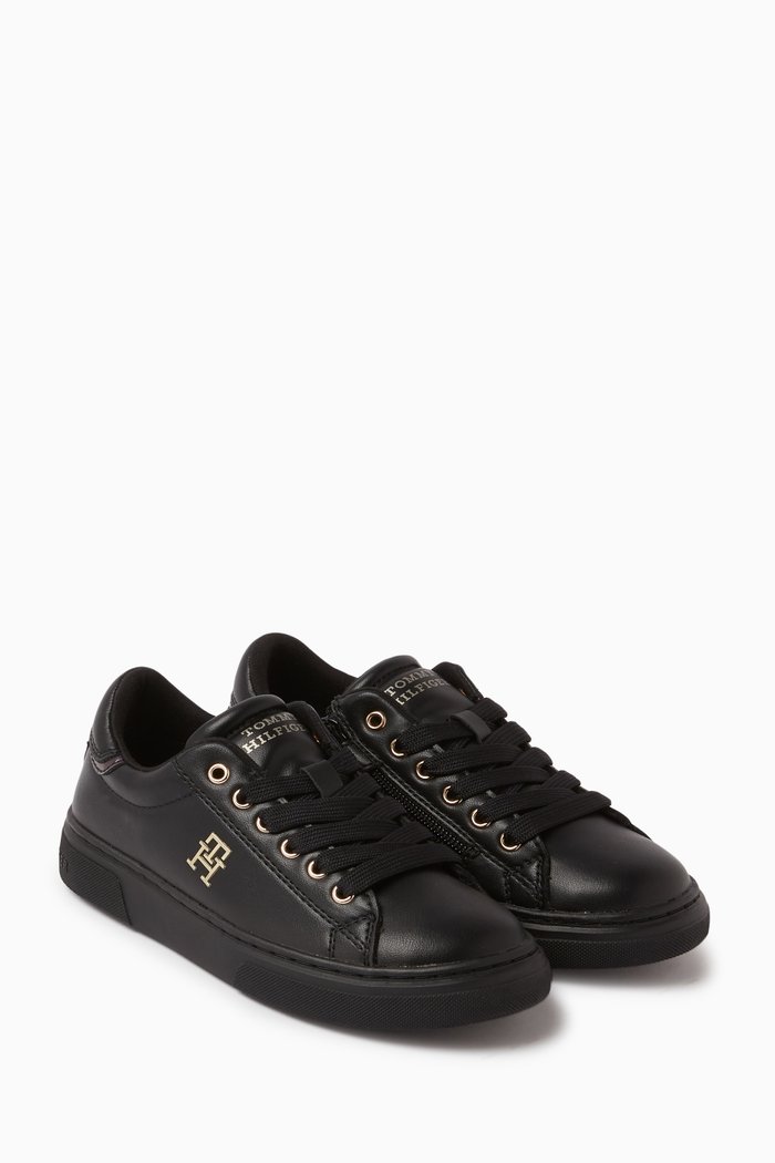 

Monogram Low-Cut Sneakers in Faux Leather, Black