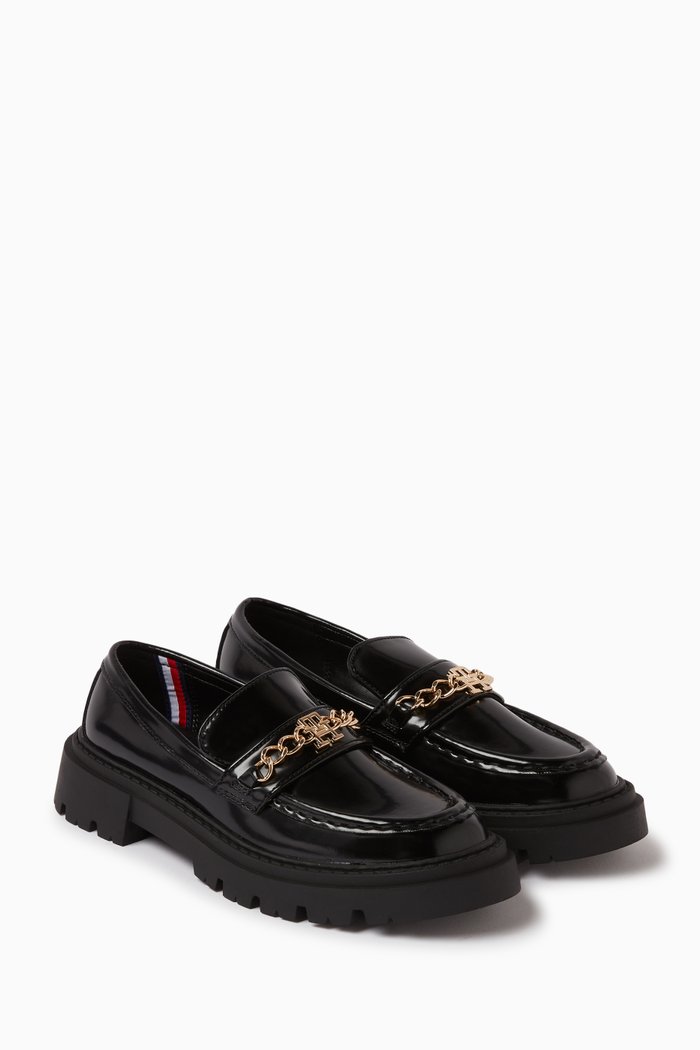 

Low-Cut Loafers in Faux Leather, Black