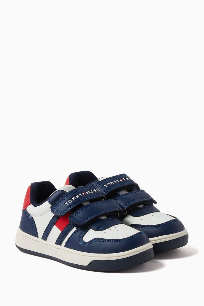 

Flag Low Cut Sneakers in Faux Leather, Multicolour