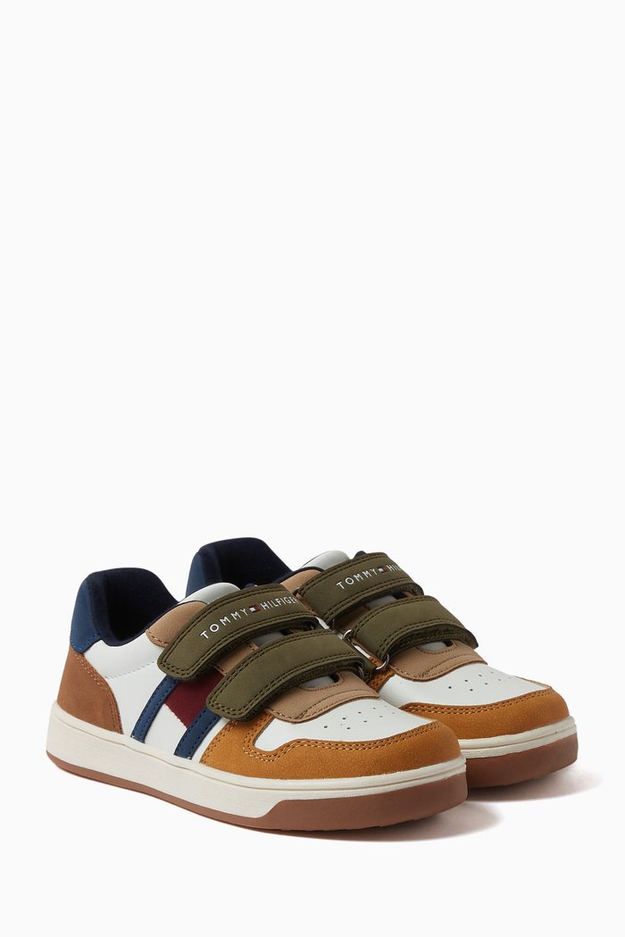 

Flag Low Cut Sneakers in Faux Leather, Multicolour