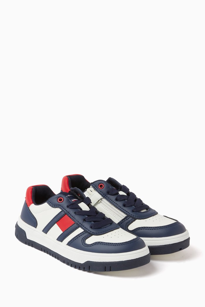 

Logo Low-Cut Sneakers in Faux Leather, Multicolour