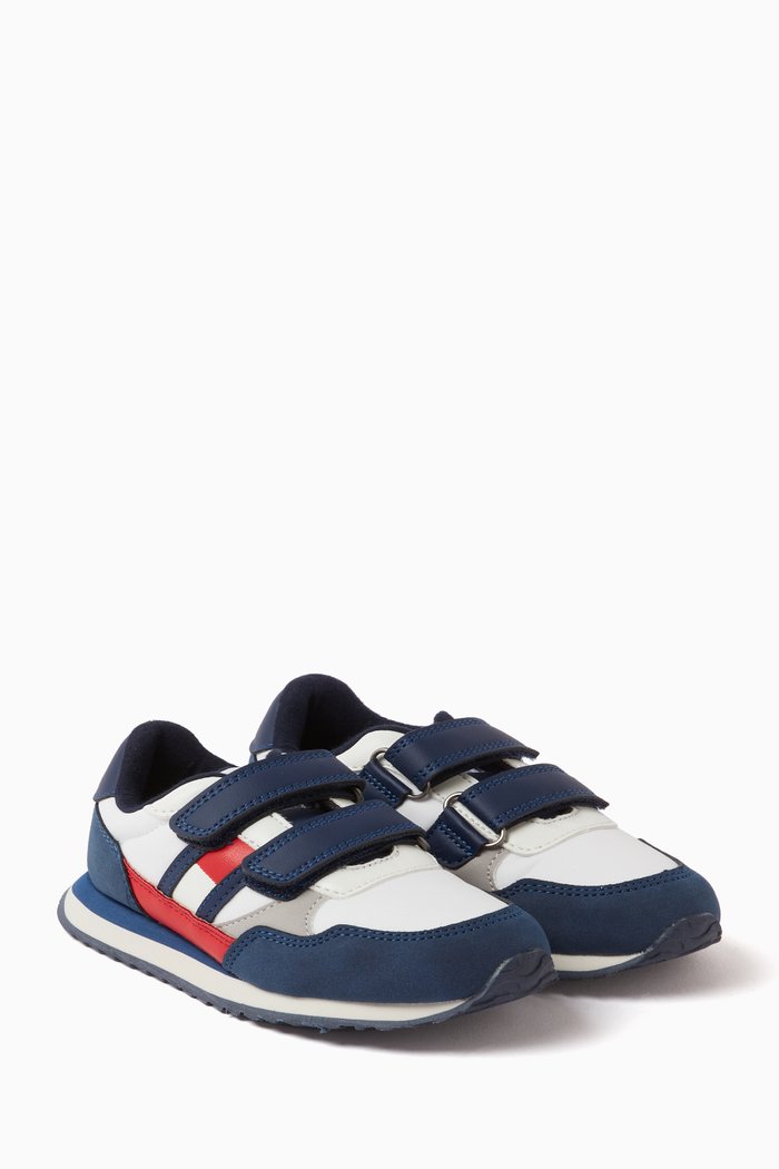 

Flag Velcro Sneakers in Faux Leather, Multicolour