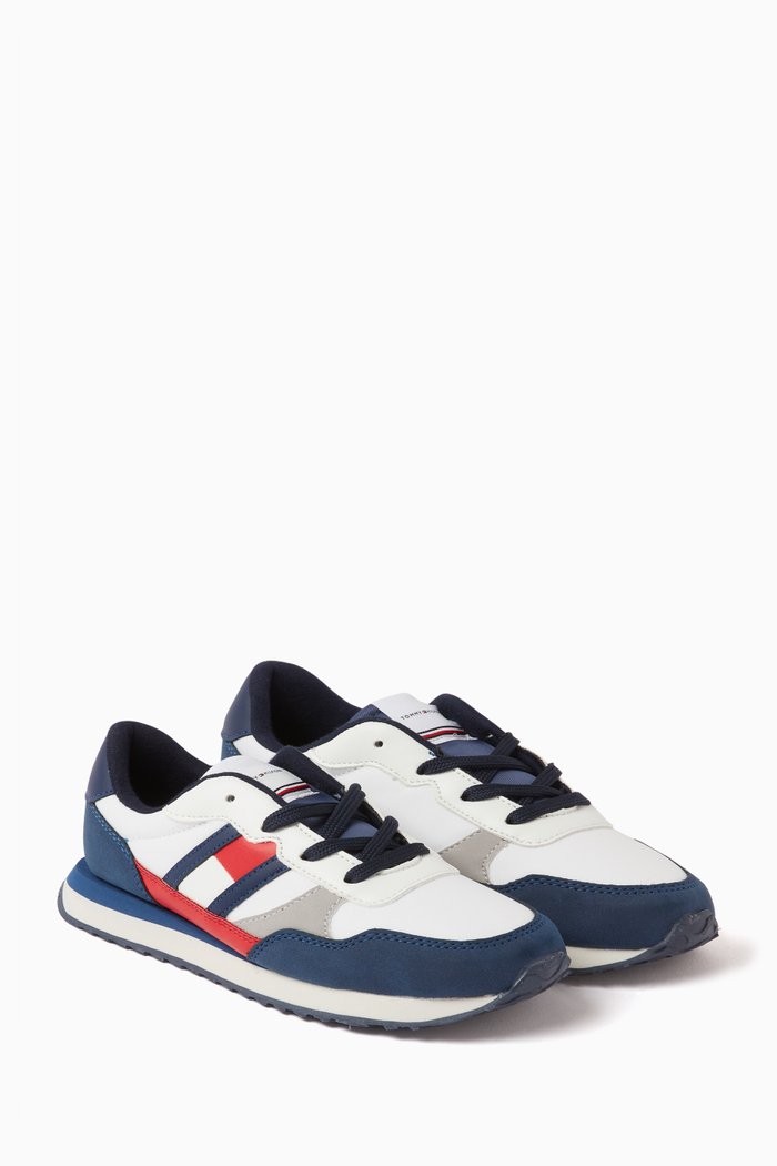 

Flag Low-Cut Sneakers in Faux Leather, Multicolour