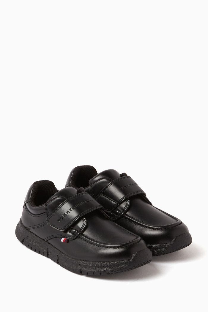 

Velcro Logo Shoes in Faux Leather, Black