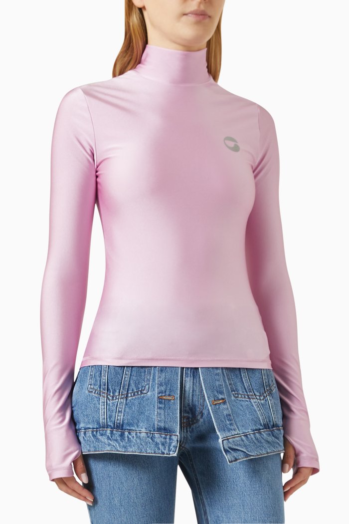 

Tight High Neck Top in Polyester, Pink