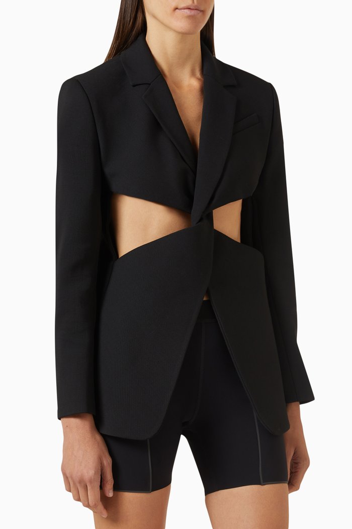 

Twisted Cut-out Tailored Jacket, Black
