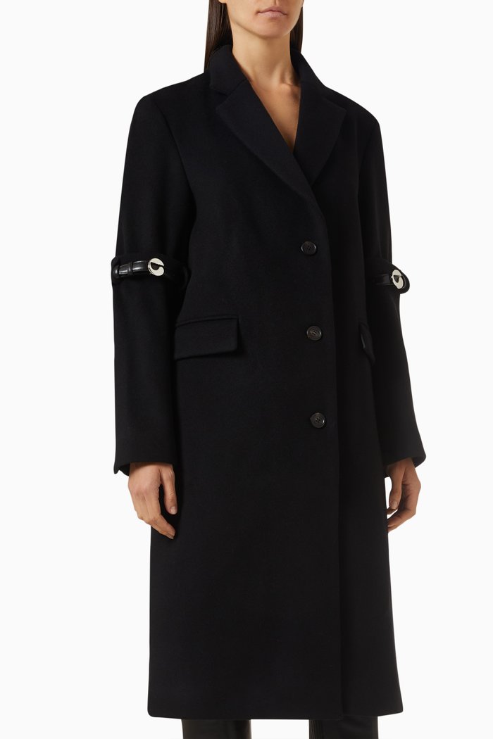 

Hybrid Tailored Coat in Wool-blend, Black
