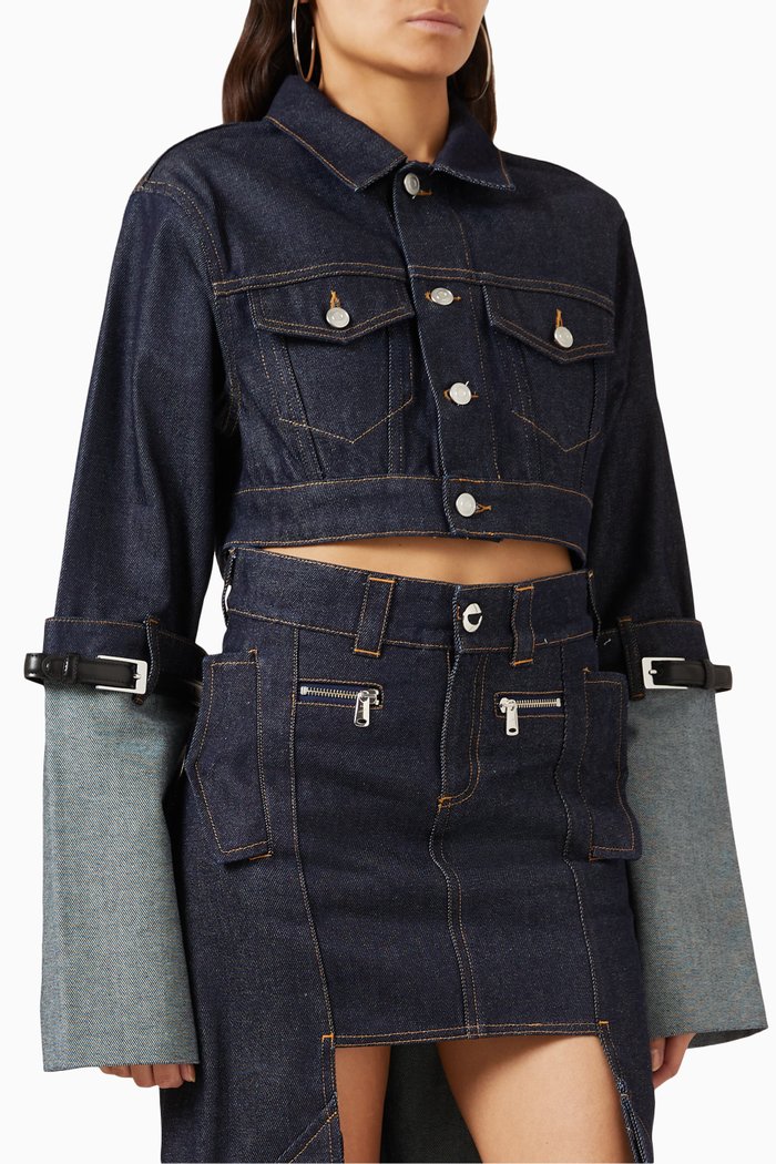 

Cropped Hybrid Jacket in Denim, Blue
