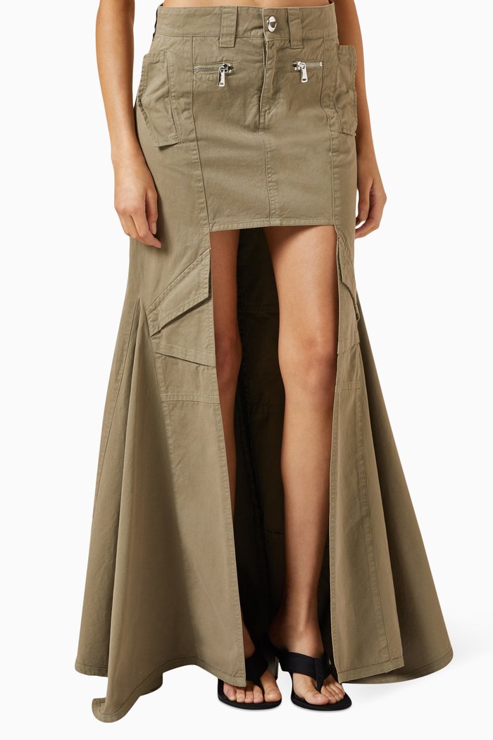 

Panelled High-low Skirt in Cotton, Neutral
