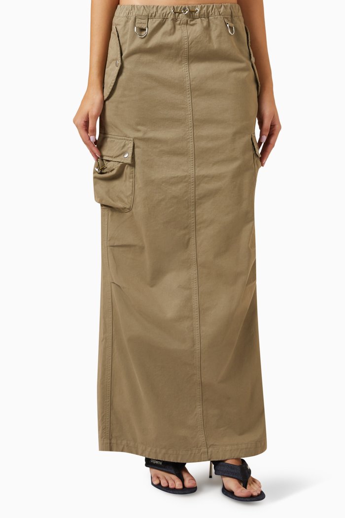 

Cargo Maxi Skirt in Cotton, Neutral