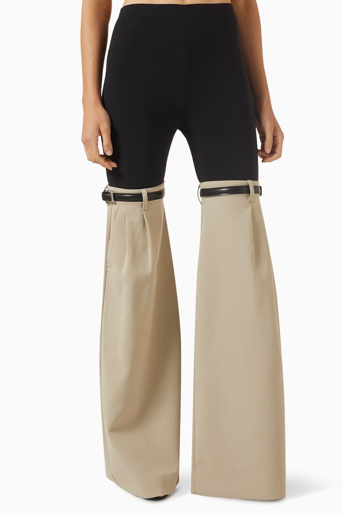 

Hybrid Flared Pants in Jersey & Cotton-poplin, Multicolour