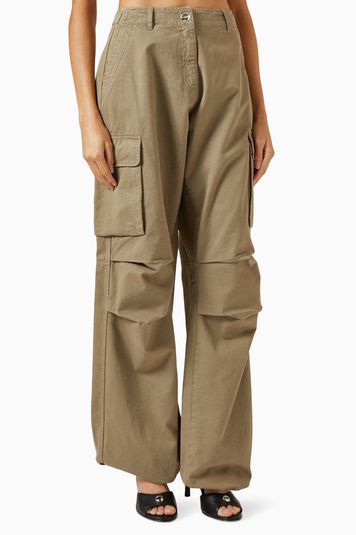 

Wide-leg Cargo Pants in Cotton, Neutral