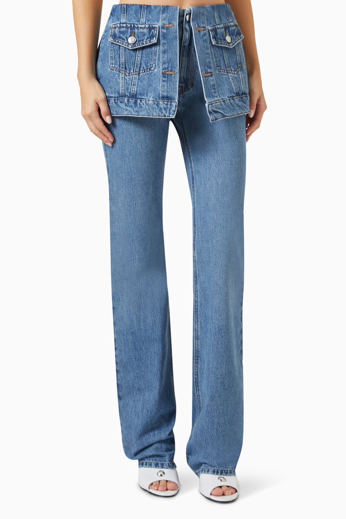 Flap Skirt Jeans in Cotton, Blue