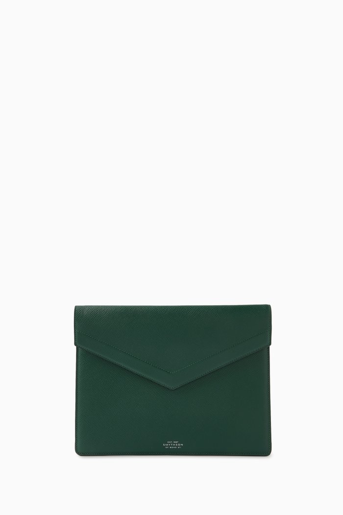 

Small Panama Envelope Folio in Cross-grain Leather, Green
