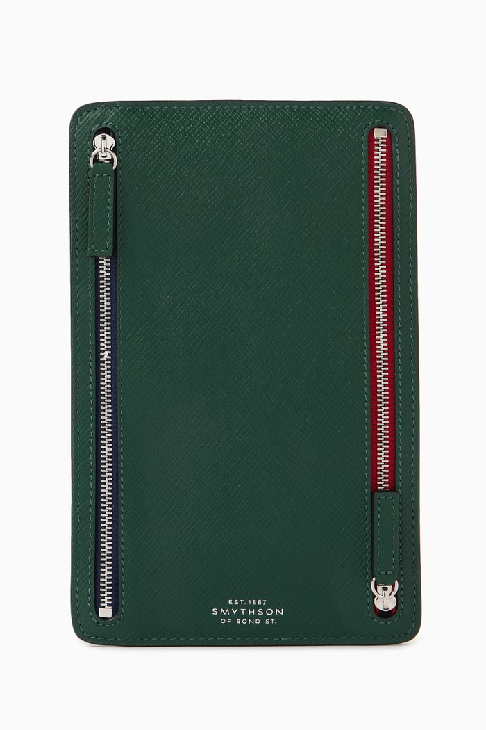 

Panama Multi-Zip Case in Cross-grain Leather, Green