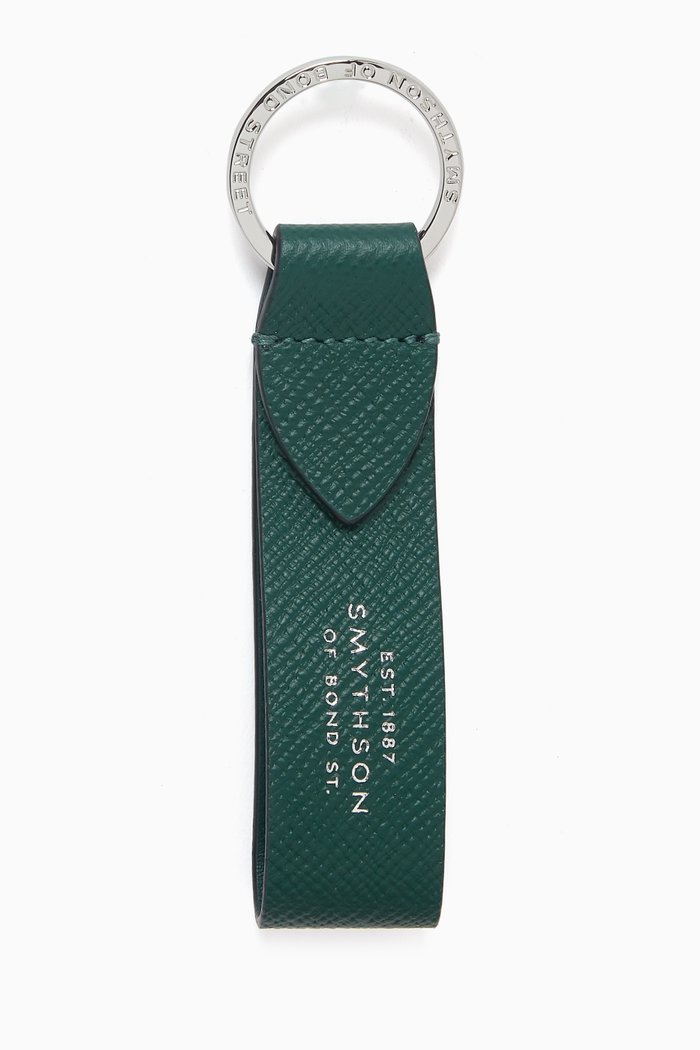 

Panama Strap Key Ring in Cross-grain Leather, Green