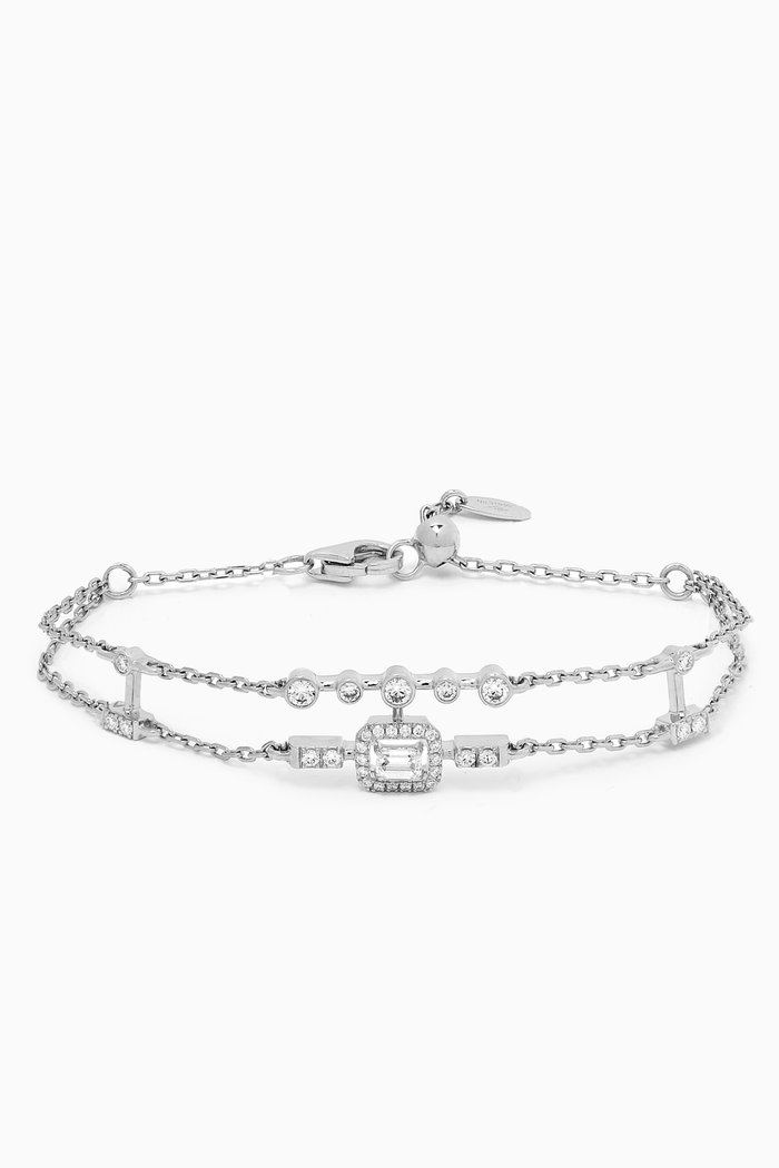 

Mini Happy Emerald-cut Diamond Bracelet in 18kt White Gold, Silver