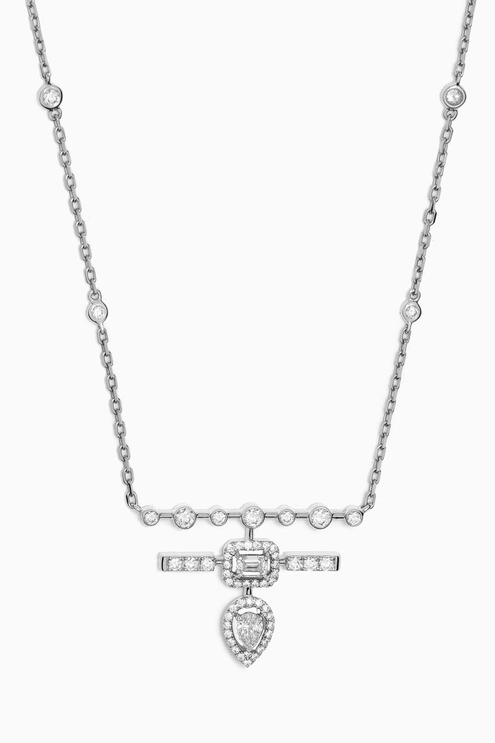

Mini Happy Diamond Pendant Necklace in 18kt White Gold, Silver