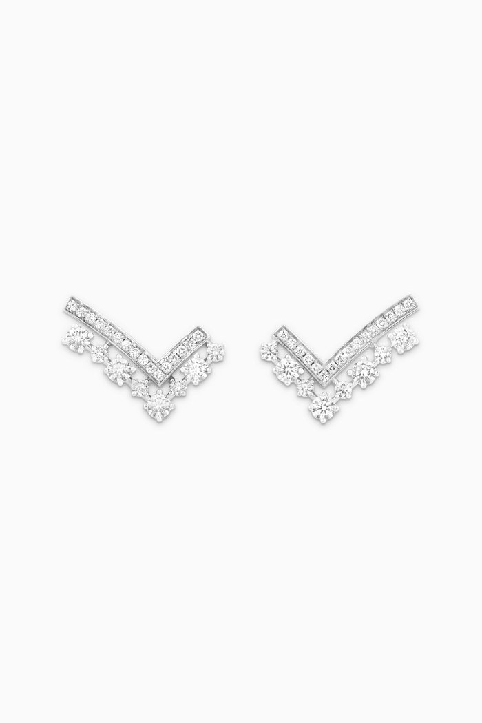 Stella Diamond Earrings in 18kt White Gold, Silver