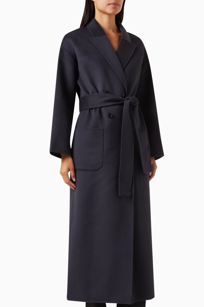

Dylan Maxi Coat in Wool and Cashmere, Blue