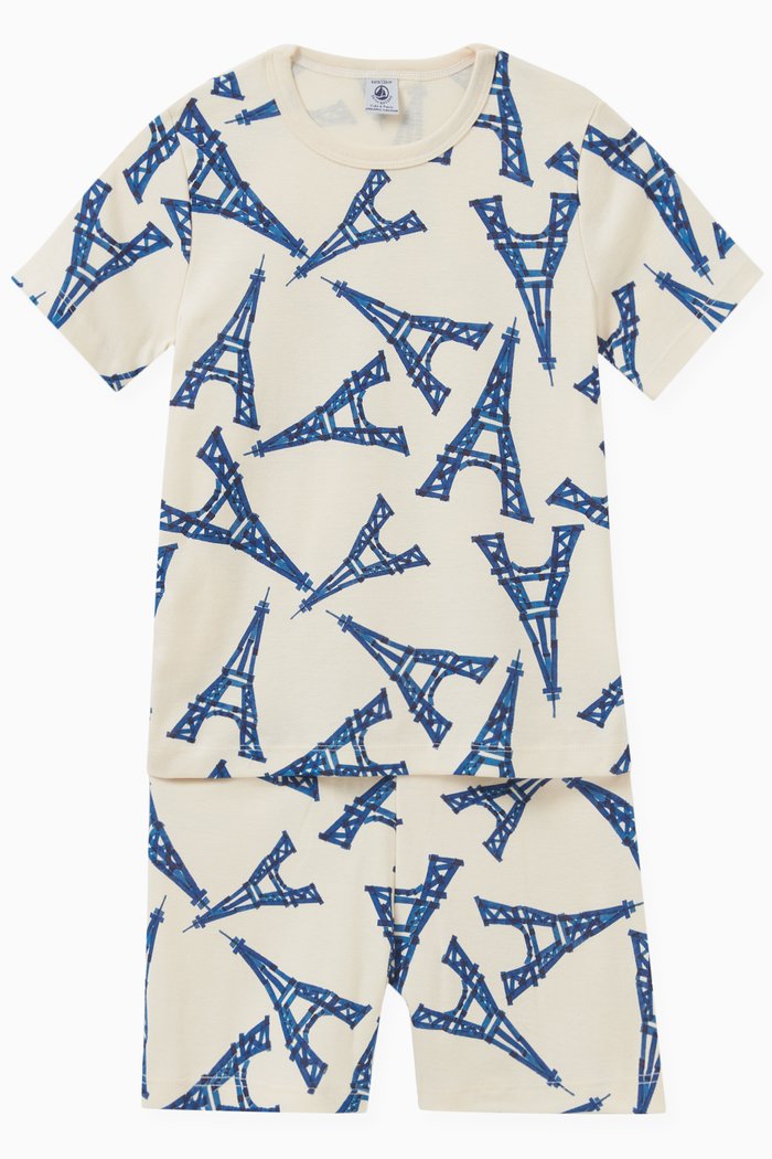 

Paris-motif Pyjama Set in Cotton, Multicolour