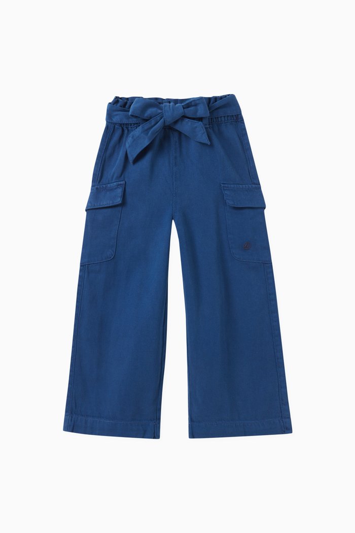 

Ruffled Wide-leg Trousers in Lyocell, Blue