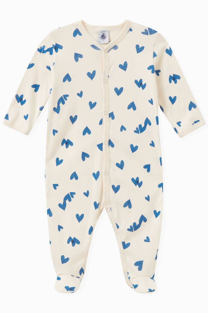 

Hearts-print Sleepsuit in Cotton, Multicolour