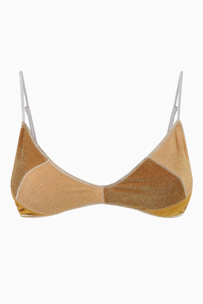 

Giallo Cha Cha Reversible Bikini Top in Lycra, Gold