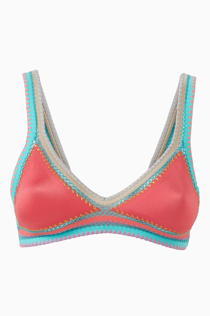 

Glazed Tri Star Reversible Bikini Top in Lycra, Orange